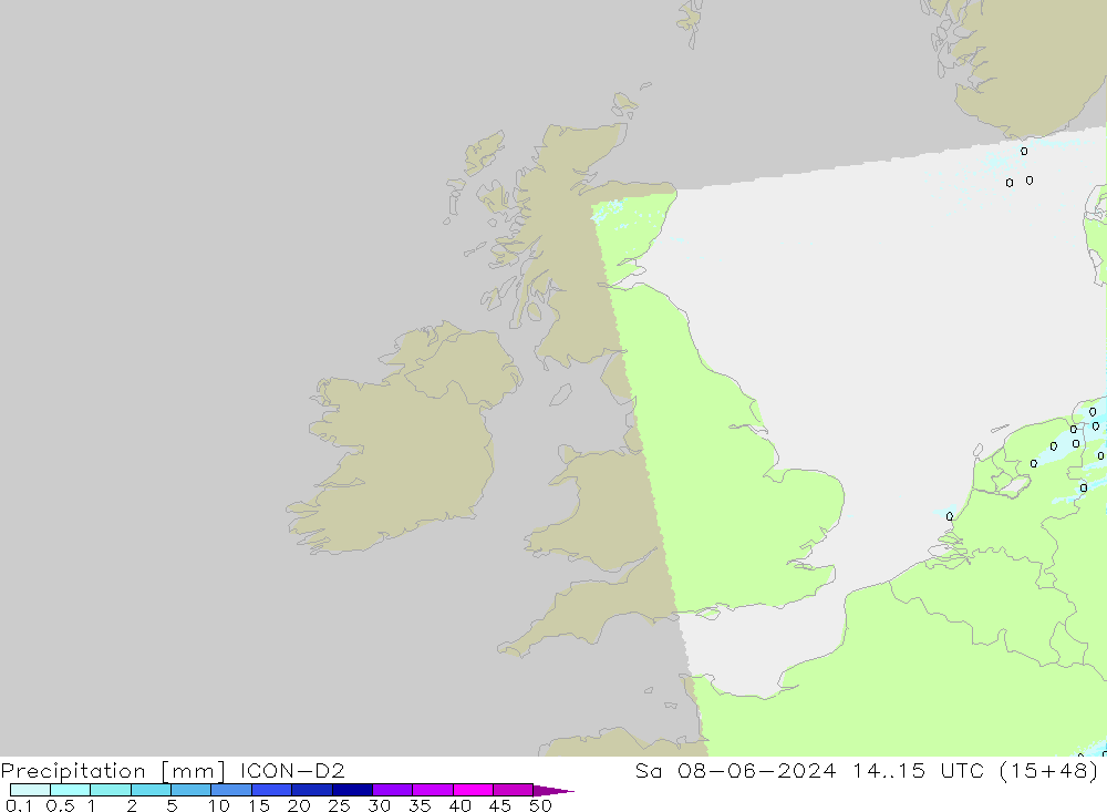 Precipitation ICON-D2 Sa 08.06.2024 15 UTC