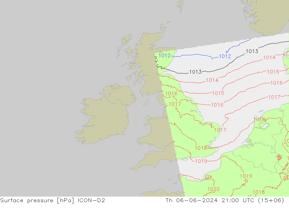 ciśnienie ICON-D2 czw. 06.06.2024 21 UTC