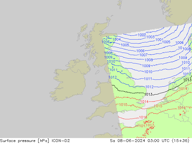 Bodendruck ICON-D2 Sa 08.06.2024 03 UTC