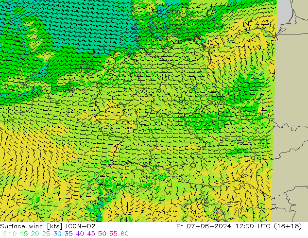  10 m ICON-D2  07.06.2024 12 UTC