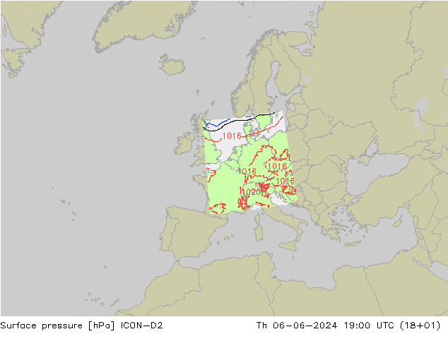 Bodendruck ICON-D2 Do 06.06.2024 19 UTC