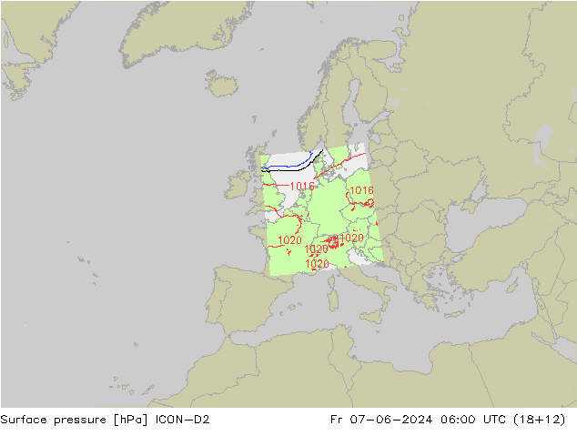 Bodendruck ICON-D2 Fr 07.06.2024 06 UTC