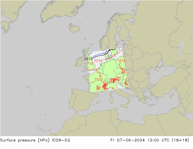 приземное давление ICON-D2 пт 07.06.2024 12 UTC