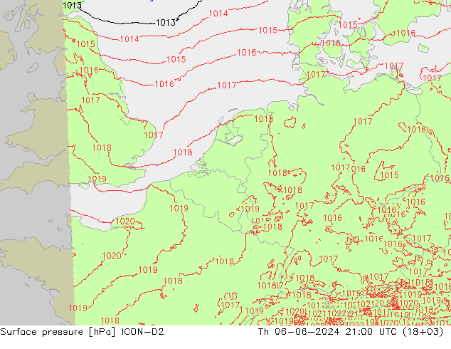 Bodendruck ICON-D2 Do 06.06.2024 21 UTC