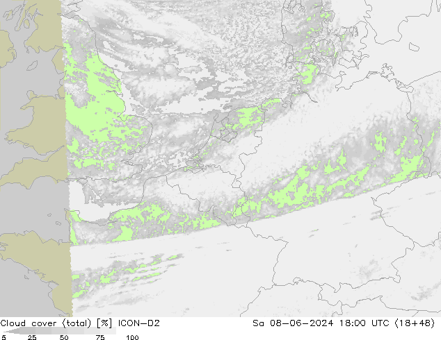 облака (сумма) ICON-D2 сб 08.06.2024 18 UTC