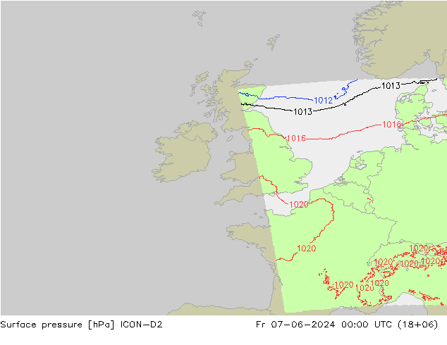 приземное давление ICON-D2 пт 07.06.2024 00 UTC