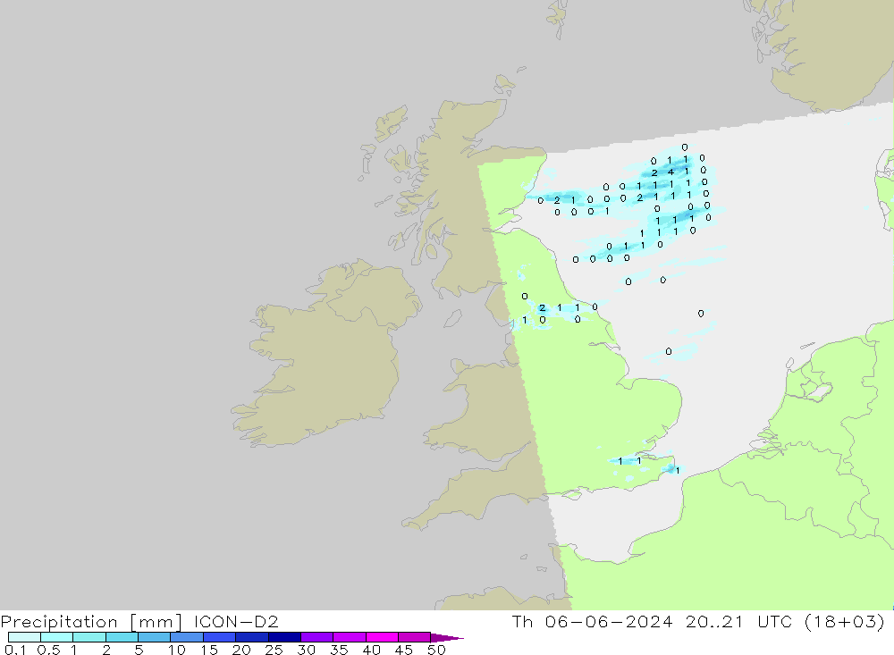 Precipitación ICON-D2 jue 06.06.2024 21 UTC