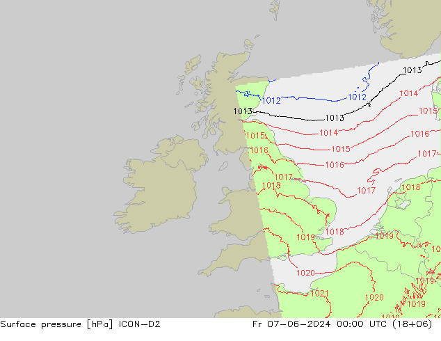 Surface pressure ICON-D2 Fr 07.06.2024 00 UTC