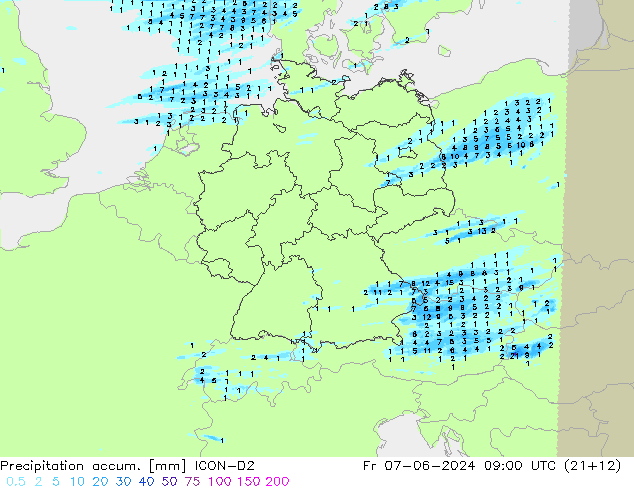 Precipitation accum. ICON-D2  07.06.2024 09 UTC