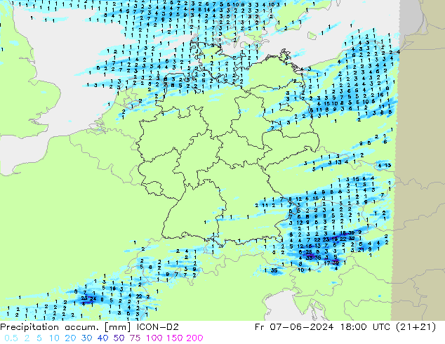 Precipitation accum. ICON-D2  07.06.2024 18 UTC