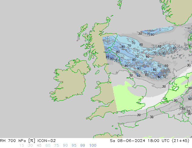 RH 700 hPa ICON-D2 Sa 08.06.2024 18 UTC