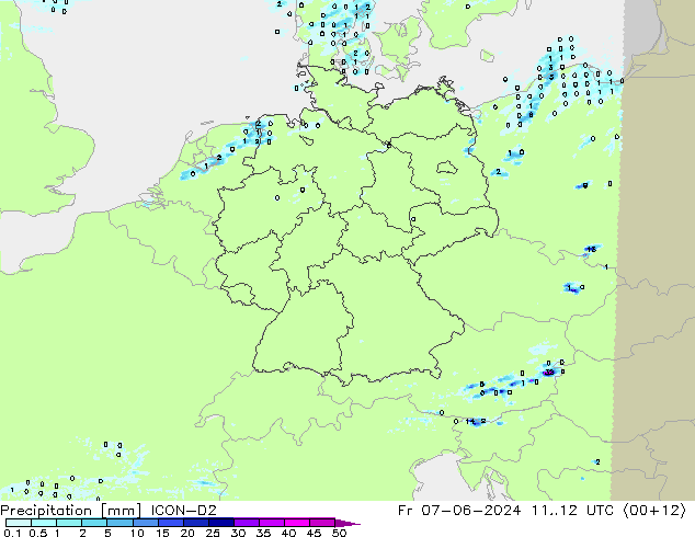 Precipitation ICON-D2 Fr 07.06.2024 12 UTC