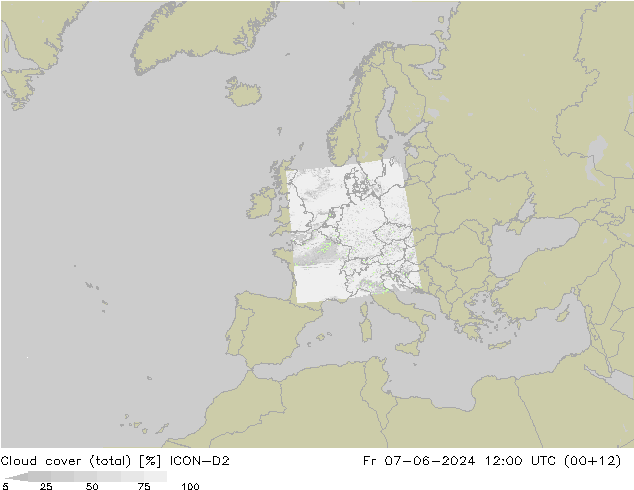 Nubes (total) ICON-D2 vie 07.06.2024 12 UTC