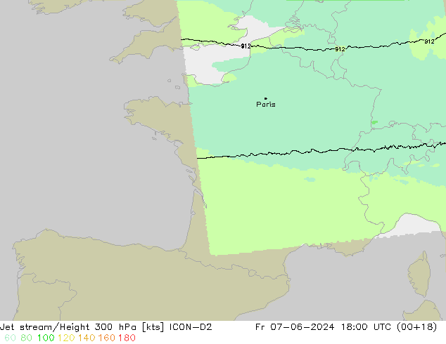 Straalstroom ICON-D2 vr 07.06.2024 18 UTC