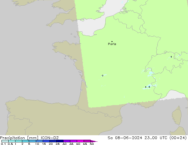 Niederschlag ICON-D2 Sa 08.06.2024 00 UTC