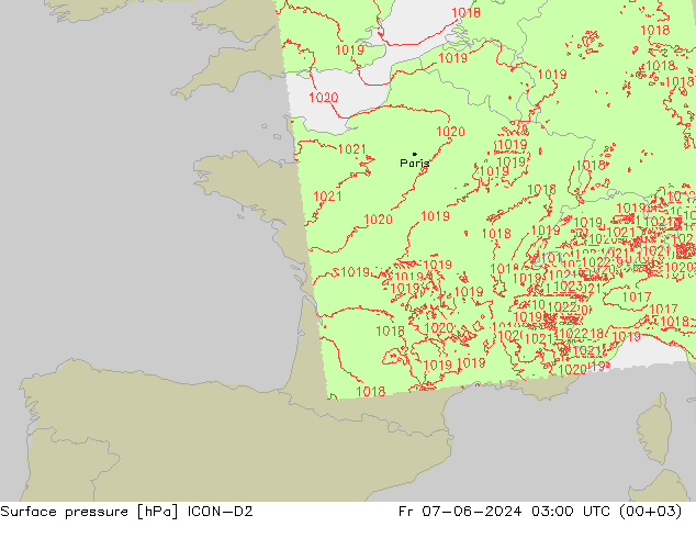 Luchtdruk (Grond) ICON-D2 vr 07.06.2024 03 UTC