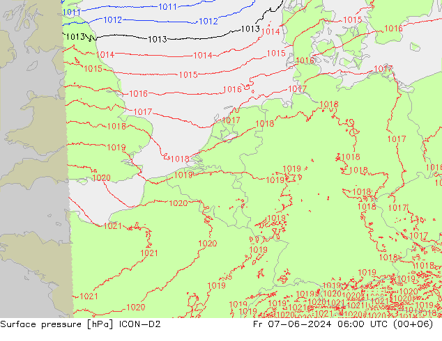 ciśnienie ICON-D2 pt. 07.06.2024 06 UTC