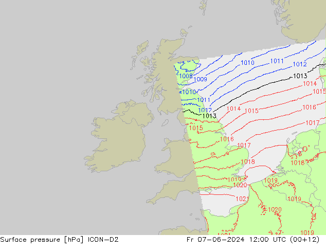 pression de l'air ICON-D2 ven 07.06.2024 12 UTC