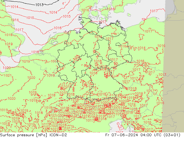 Yer basıncı ICON-D2 Cu 07.06.2024 04 UTC