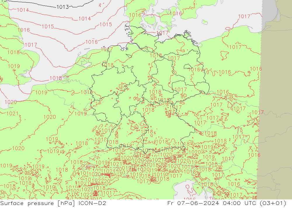 ciśnienie ICON-D2 pt. 07.06.2024 04 UTC