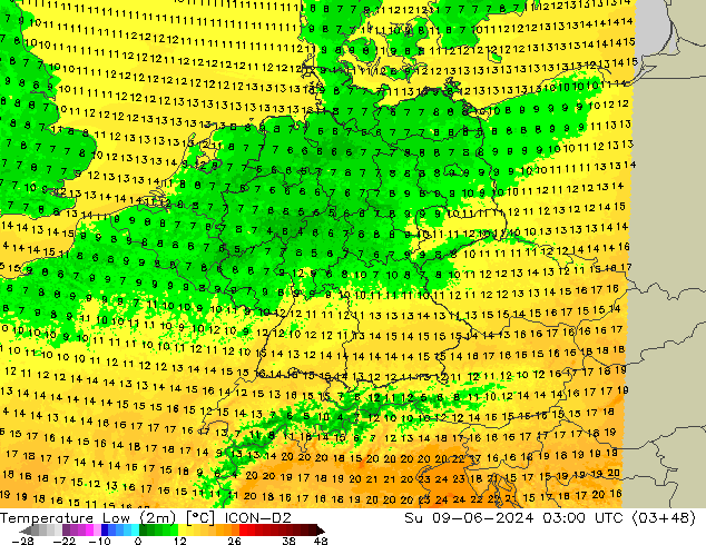 Min.  (2m) ICON-D2  09.06.2024 03 UTC