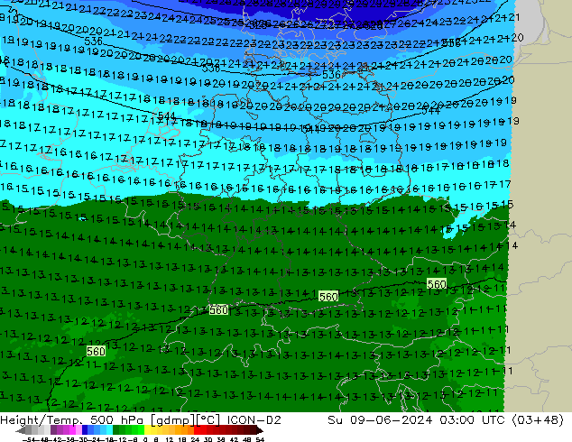 Height/Temp. 500 hPa ICON-D2 Ne 09.06.2024 03 UTC