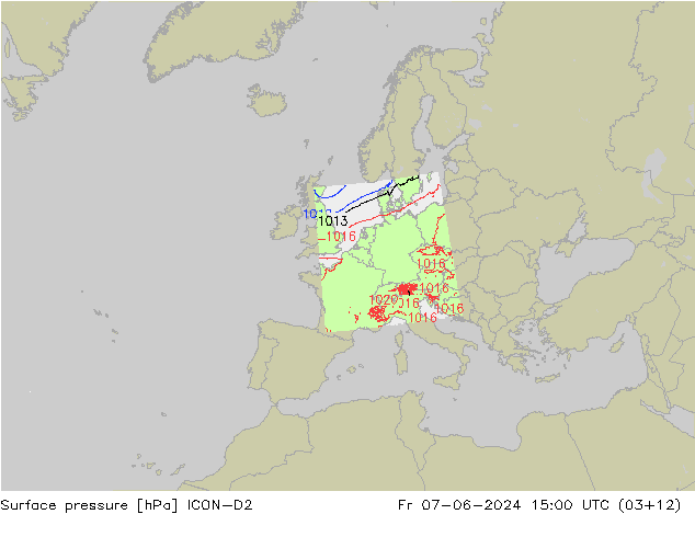 pression de l'air ICON-D2 ven 07.06.2024 15 UTC