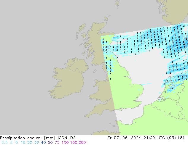 Toplam Yağış ICON-D2 Cu 07.06.2024 21 UTC