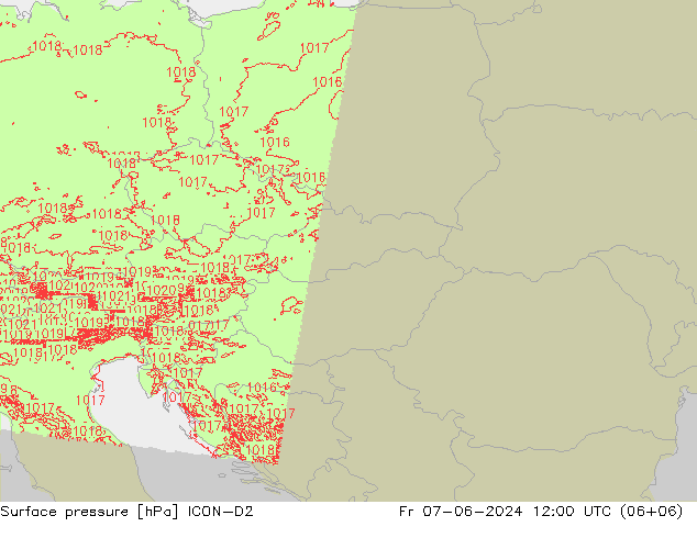 приземное давление ICON-D2 пт 07.06.2024 12 UTC