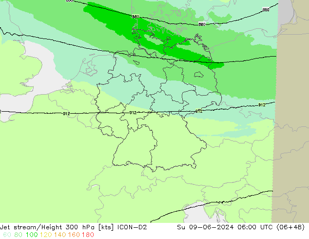 Corrente a getto ICON-D2 dom 09.06.2024 06 UTC