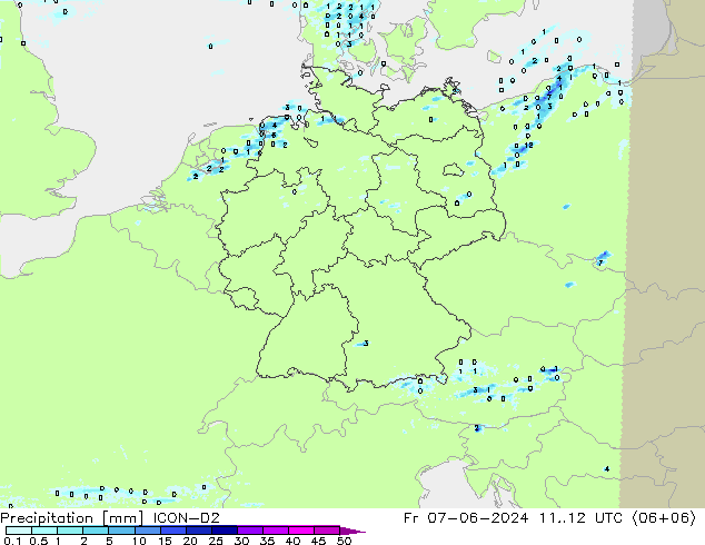 Niederschlag ICON-D2 Fr 07.06.2024 12 UTC
