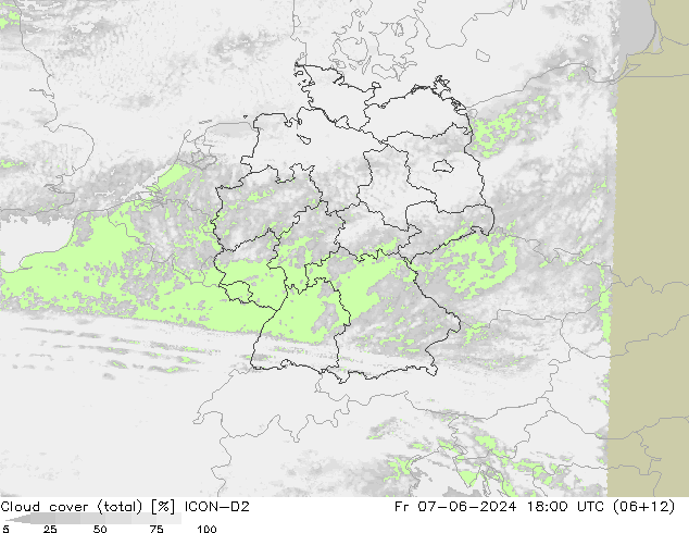 Wolken (gesamt) ICON-D2 Fr 07.06.2024 18 UTC