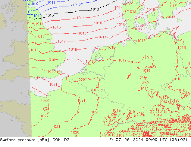 Yer basıncı ICON-D2 Cu 07.06.2024 09 UTC