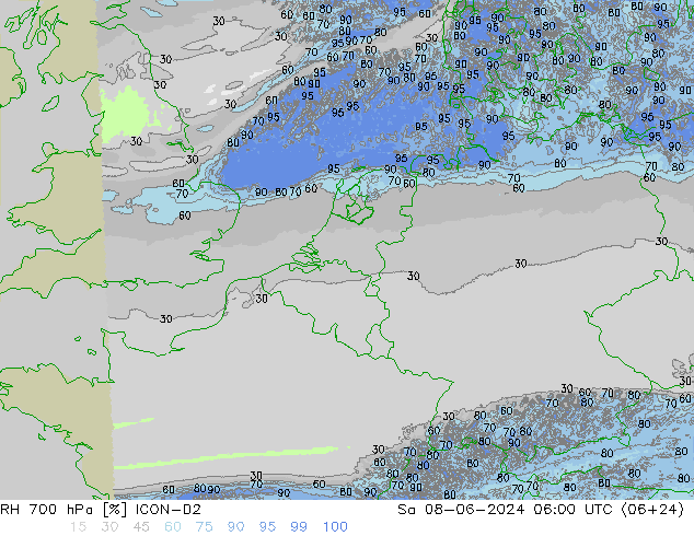 RH 700 hPa ICON-D2 Sa 08.06.2024 06 UTC