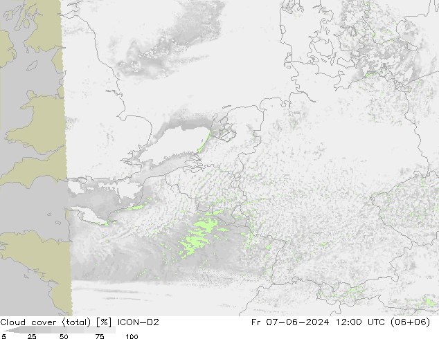 Nubes (total) ICON-D2 vie 07.06.2024 12 UTC