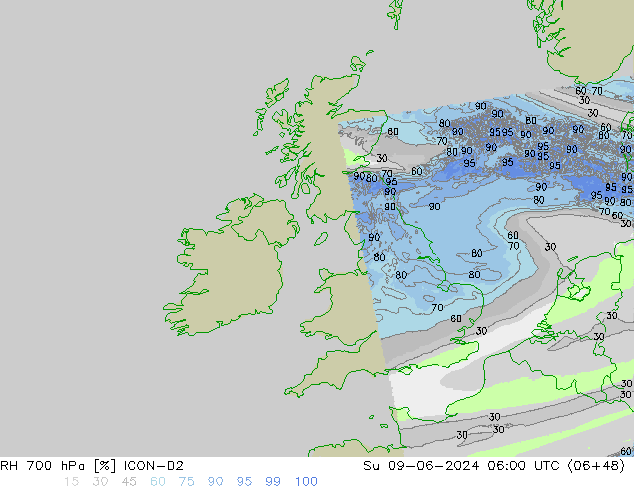 RH 700 hPa ICON-D2  09.06.2024 06 UTC