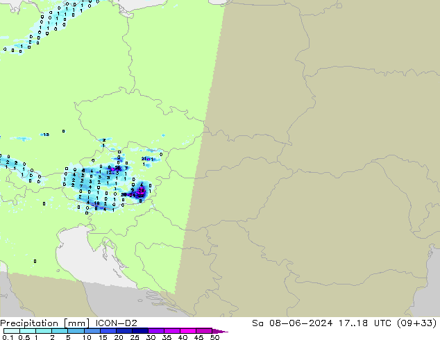 осадки ICON-D2 сб 08.06.2024 18 UTC