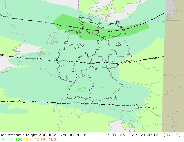 Jet Akımları ICON-D2 Cu 07.06.2024 21 UTC