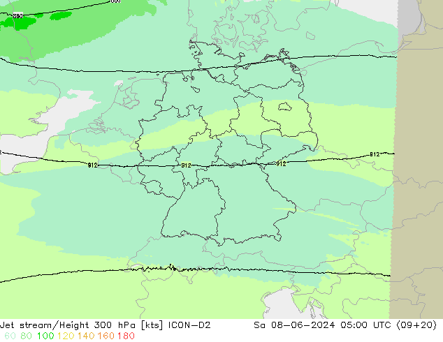 Courant-jet ICON-D2 sam 08.06.2024 05 UTC