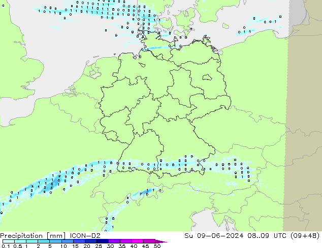 precipitação ICON-D2 Dom 09.06.2024 09 UTC