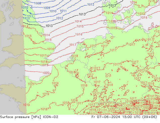 ciśnienie ICON-D2 pt. 07.06.2024 15 UTC