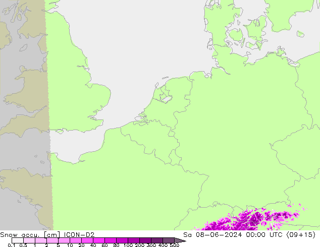 Schneemenge ICON-D2 Sa 08.06.2024 00 UTC