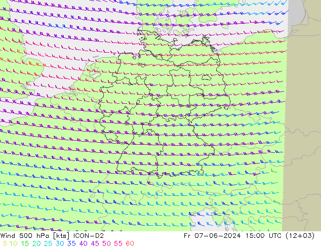 ветер 500 гПа ICON-D2 пт 07.06.2024 15 UTC