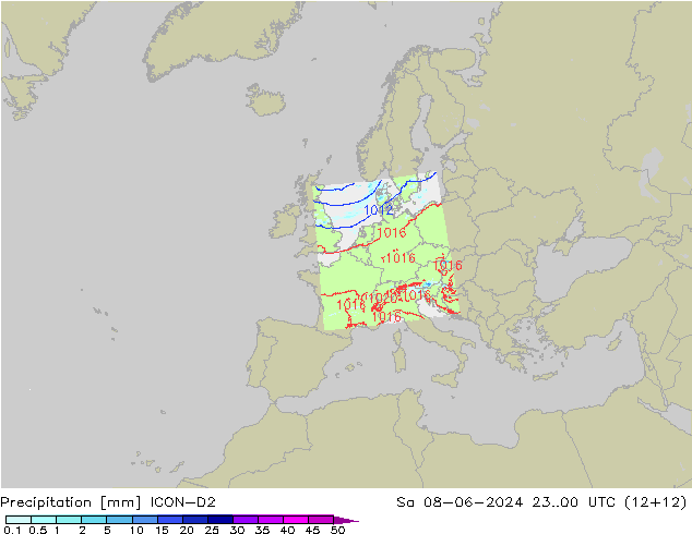 Precipitation ICON-D2 Sa 08.06.2024 00 UTC