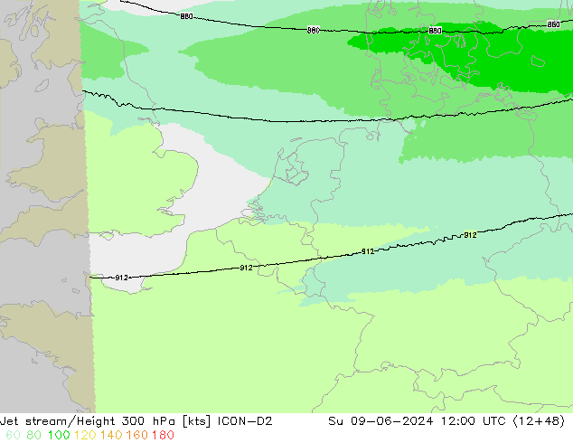 Prąd strumieniowy ICON-D2 nie. 09.06.2024 12 UTC