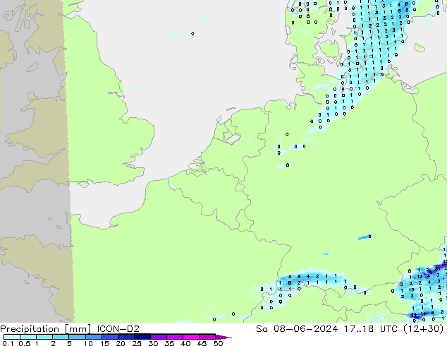 precipitação ICON-D2 Sáb 08.06.2024 18 UTC