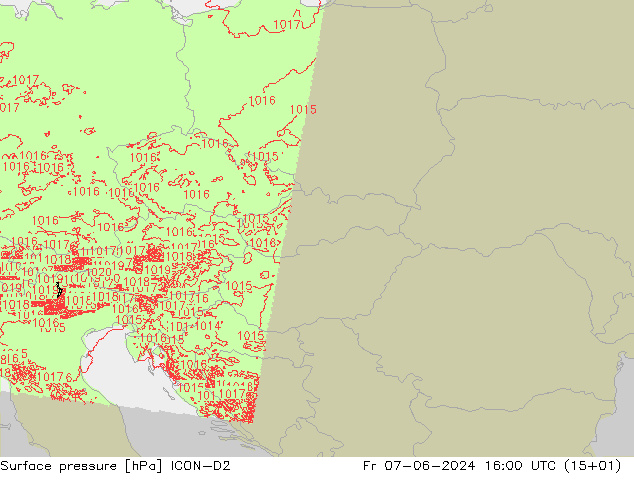 Bodendruck ICON-D2 Fr 07.06.2024 16 UTC