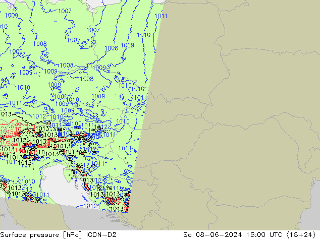 приземное давление ICON-D2 сб 08.06.2024 15 UTC