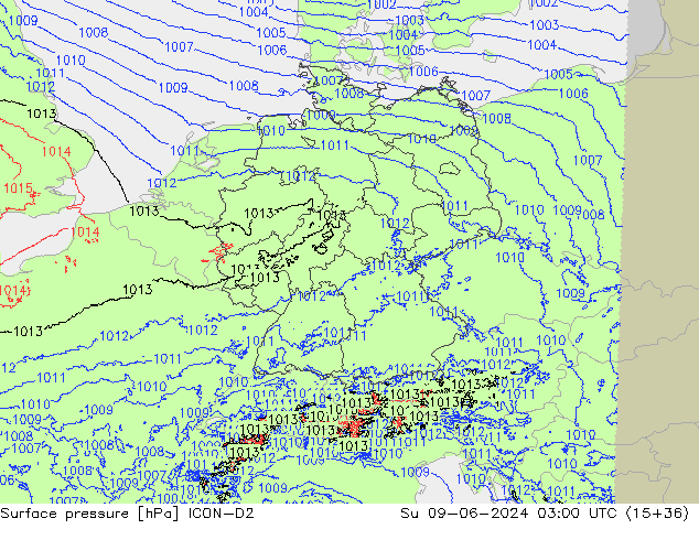 ciśnienie ICON-D2 nie. 09.06.2024 03 UTC