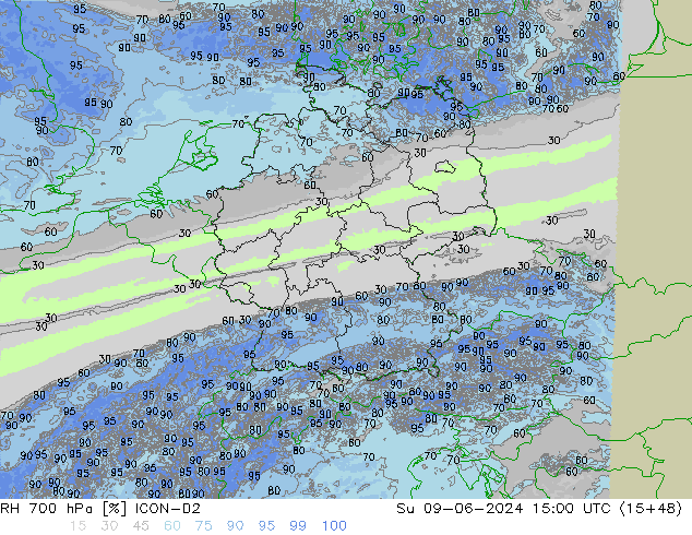 RH 700 hPa ICON-D2  09.06.2024 15 UTC